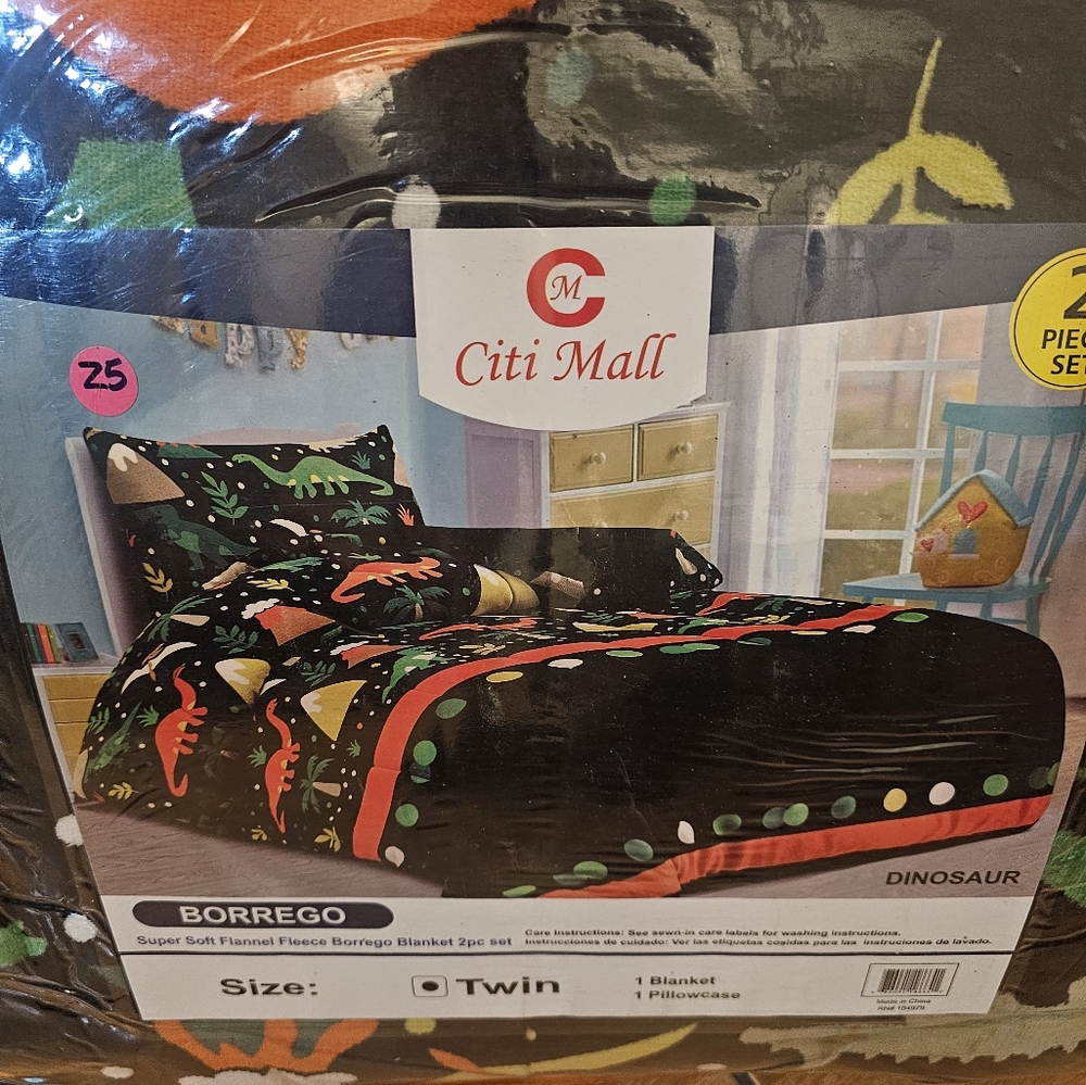 Dinosaur Twin Bedding Set - Black and Green